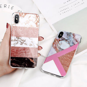 Glitter Powder Marble Phone Case For iPhone