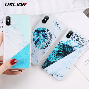 Glitter Powder Marble Phone Case For iPhone