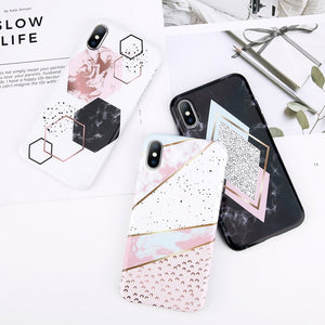 Glitter Powder Marble Phone Case For iPhone