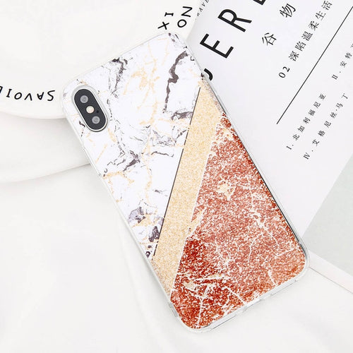 Glitter Powder Marble Phone Case For iPhone