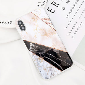 Glitter Powder Marble Phone Case For iPhone