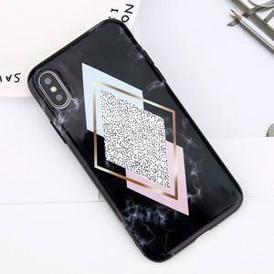 Glitter Powder Marble Phone Case For iPhone