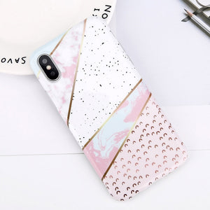Glitter Powder Marble Phone Case For iPhone