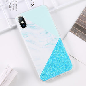 Glitter Powder Marble Phone Case For iPhone
